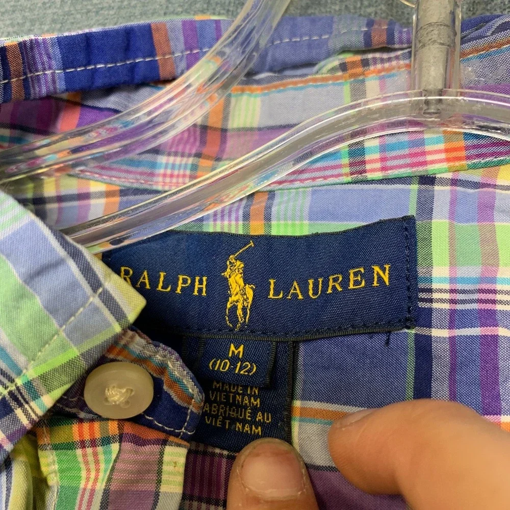 Ralph Lauren Shirt Boys M(10-12) Multicolor Plaid Embroidered Logo Button Down